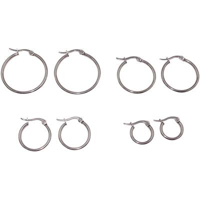 Creolen-Set FIRETTI "Multipack Schmuck Geschenk Ohrschmuck Ohrringe", silber (silberfarben), Ohrringe, Damen, Edelstahl, Made in Germany
