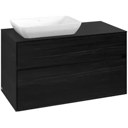 Villeroy & Boch Waschbeckenunterschrank Collaro C110B0, Eckig Black Oak, 1000x548x500mm, mit Beleuchtung und SoftClosing, 7,3W LED, dimmbar