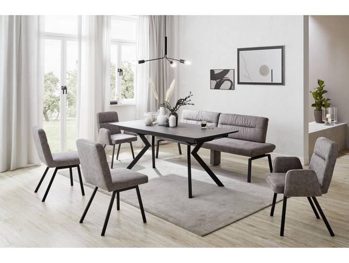 Dieter Knoll Esstisch, Schwarz, Dunkelgrau, Metall, Kunststoff, rechteckig, eckig, 90x76x180 cm, in verschiedenen Größen erhältlich, Holzarten Variantenauswahl, Esszimmer, Tische, Esstische