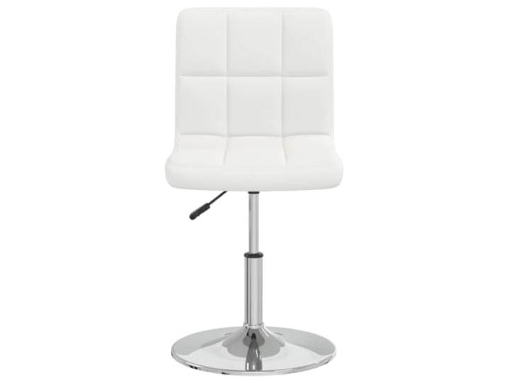 KLGBNCVE Esszimmerstuhl Weiß Kunstleder mit Stahlgestell Höhenverstellbar per Gasdruckfeder, pflegeleichter Kunstlederbezug, verchromtes Stahlgestell, modernes Design