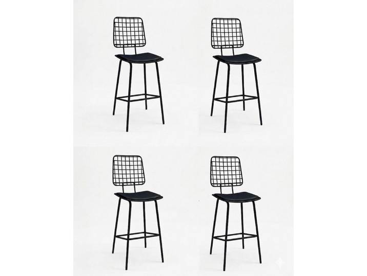 JVmoebel Barhocker Stühle-Set 4x Barhocker Lang Praktisch Stilvoll Bequem Schwarz, Made in Europa