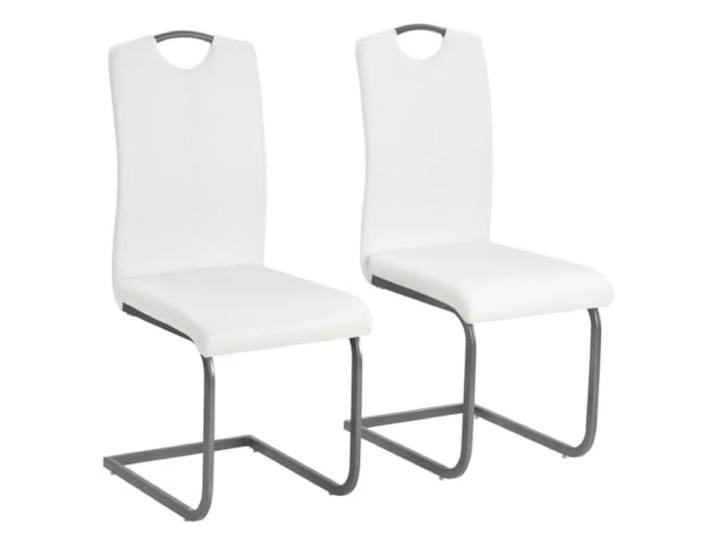 HMDNGOUT Freischwinger 2 STK. Weiß Kunstleder Stahlgestell, Schaumstoffpolsterung, Essbereich, Küche, Wohnzimmer, einfacher Aufbau, 110 kg