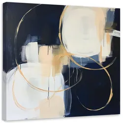 LEINWANDBILD Abstrakt Blau Gold wie gemalt 30x30cm
