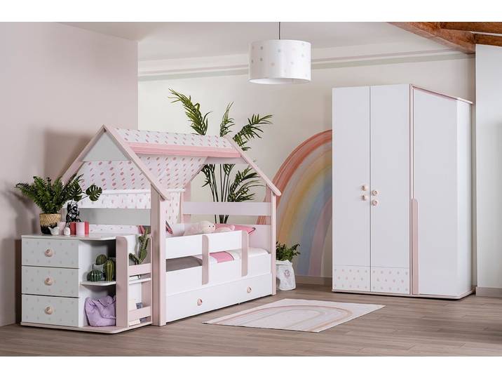 Möbel-Zeit Jugendzimmer-Set Kinderzimmer YUKI Komplettset für Mädchen rosa