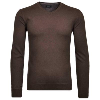 V-Ausschnitt-Pullover RAGMAN, Herren, Gr. 52, braun, Strick, 95% Baumwolle, 5% Kaschmir, V-Ausschnitt, Pullover