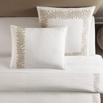 Salome Embroidered Vine Sham - Natural Euro - Ballard Designs