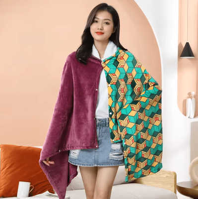 Inspire Curations Tanjiro Nezuko Anime Kimono Wearable Shawl Blanket 005 007