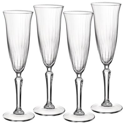 Sektglas RITZENHOFF & BREKER "Perpetuo", transparent, B:7cm H:23cm Ø:7cm, Glas, Trinkgefäße, 4er Set, je 210 ml