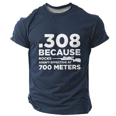 Männer T-Shirt Kurzarm Grafik .308 Gewehrdesign 'Steine sind auf 700 Metern nicht effektiv' Schießsport