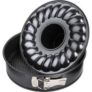 Zenker Backform Black Metallic 6508, Flach- & Rohrboden, Stahl, Ø 26 cm, schwarz, antihaftbeschichtet, Springform