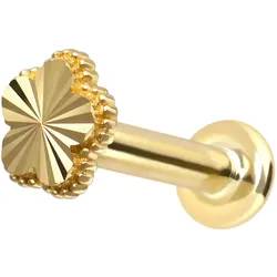 14 Karat Gold Labret mit Push Fit BLUME