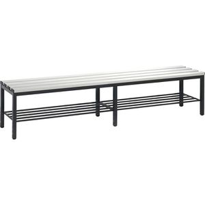 CP-Möbel Umkleidebank 8052-010, Sitzfläche Kunststoff, 200 cm, mit Schuhrost, lichtgrau / anthrazit