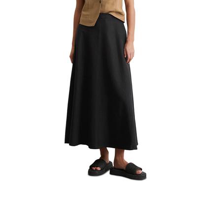 Webrock MARC O'POLO "mit seitlichem Reißverschluss", Damen, Gr. 32, schwarz, Obermaterial: 100% Leinen, unifarben, ausgestellt wadenlang, Röcke