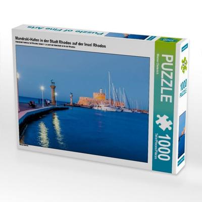 CALVENDO Puzzle Mandraki-Hafen in der Stadt Rhodos auf der Insel Rhodos 1000 Teile Puzzle quer | 1000 Teile Lege-Größe 64 × 48 cm Foto-Puzzle für