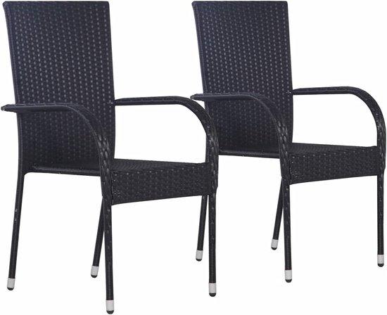 Stapelbare Gartenstühle Rotan-Optik Platzsparend - Schwarz