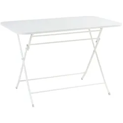 Helloshop26 - Klappbarer Gartentisch 110 x 70 x 71 cm weiß lackierter Stahl