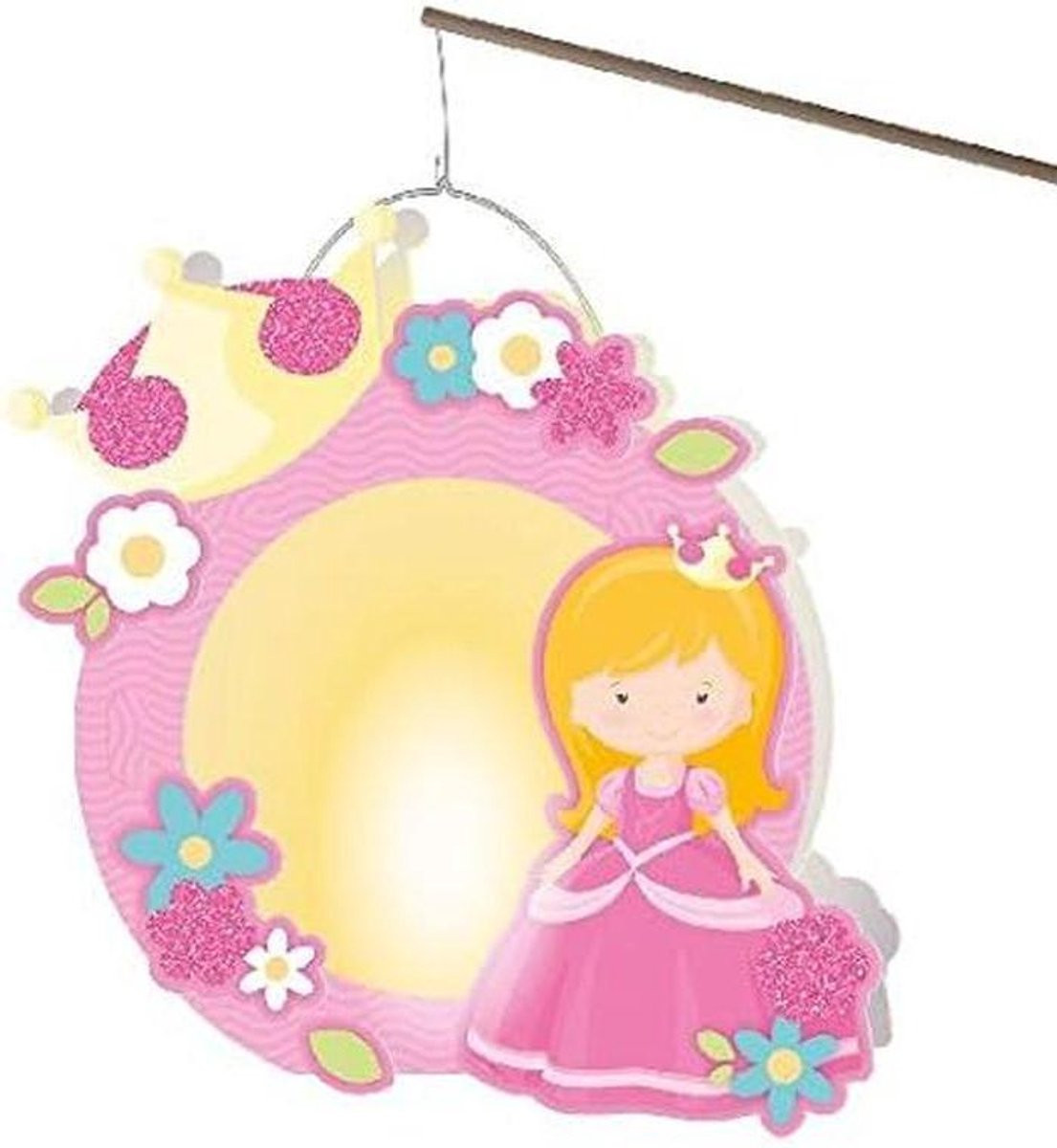 Lantaarn Prinses Meisjes - Papieren lantaarn knutselset voor kinderen - Roze/Geel - 26 x 28 cm