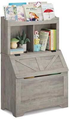 Garvee 2-Shelf Kids Storage Cabinet & Bookshelf w/ Flip-Top