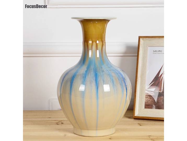 Vase moderne en céramique pour changement de four, Arrangement de fleurs, Vase de Table, four chinois craquelé, ornements pour la maison, Pots de plantes