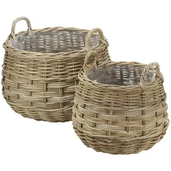 Pflanzkorb  2er Set   ¦ braun ¦ Rattan,Kunststoff ¦ Maße (cm): H: 44  Ø: 56.0