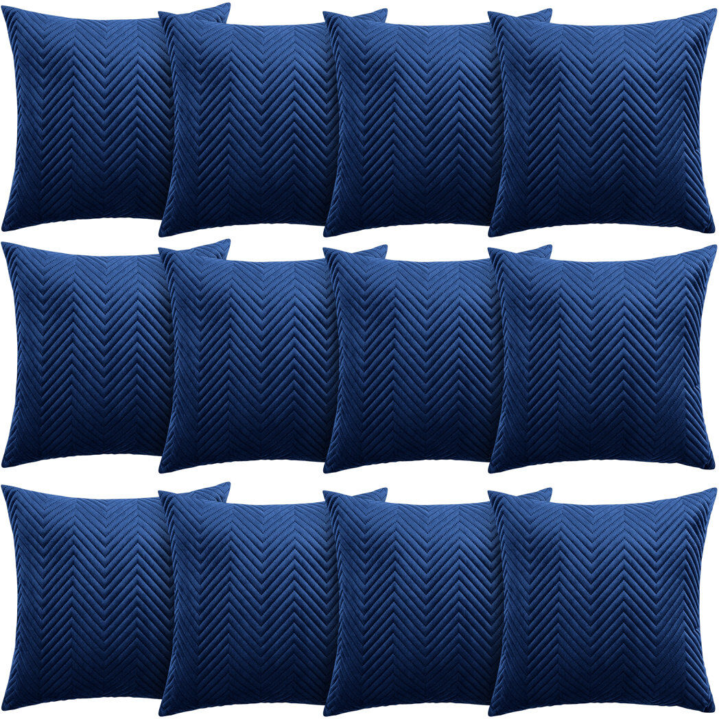 Aspire Homeware Embossed Square Velvet Cushion Cover Navy Pack of 12