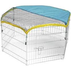 Kerbl Freigehege, verzinkt, 6 Gitter 56,5x56,5 cm, mit Tür und Netz, Gehege