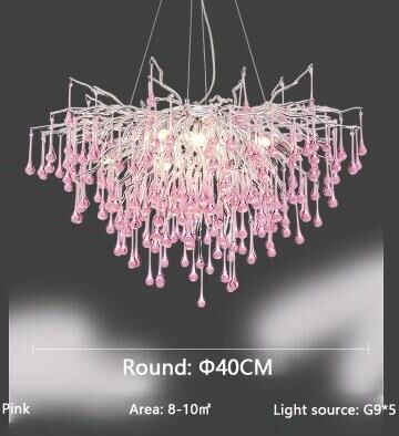 Inspire Select Modern Branch Crystal Chandelier Luxury Pink & Blue Teardrop Hanging Ceiling Light pink Diameter 15.7 In white Light