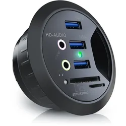 CSL Tisch USB Hub mit Kartenleser & Aux Anschluss 3x USB 3.2 Gen1/ 2x 3,5mm Klinke / microSD + SDXC