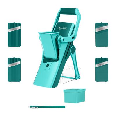 Gemüseschneider GENIUS "Nicer Dicer Mando, Zerkleiner, 10-tlg.", blau (schwarz petrol), B:12cm H:40cm T:13cm, Zerkleinerer, Gemüseschneider, sicher und präzise