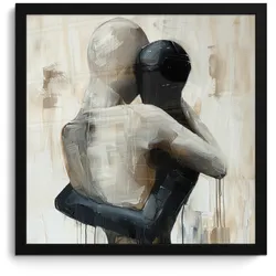 POSTER MIT RAHMEN Abstrakt - Liebe - Schwarz und weiß - Modern 40x40 cm
