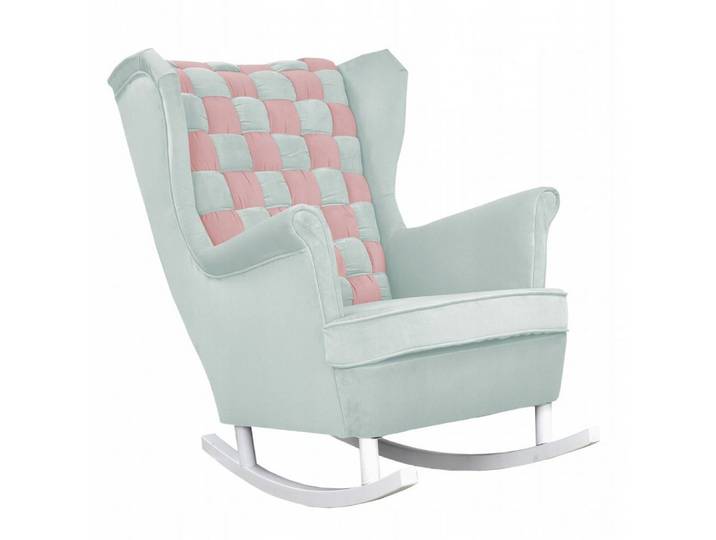 Family Meble Schaukelstuhl Family Meble Carol Duo Schaukelsessel Ohrensessel aus Velours rosa-bla
