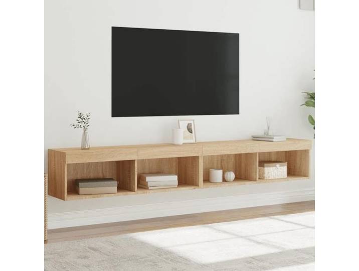Meubles TV avec Lumières LED 2 pcs Armoires de Télévision Murales Meubles Télé Suspendus avec Rangement Salon 837160