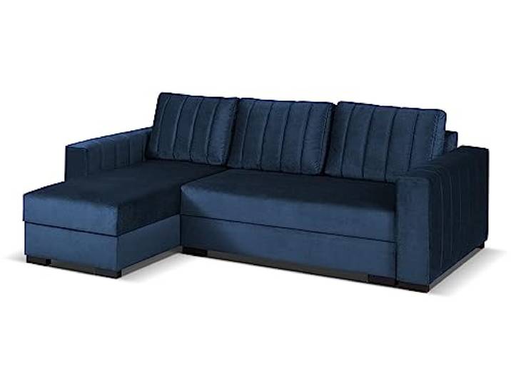 MEBLE-LUX - Universal Ecksofa mit Schlaffunktion und 2 Bettkasten Vera I 242cm Breit Sofa L Form I Eckcouch mit Schlaffunktion I Universal Ecke (Rechts oder Links) I Sofa Marineblau