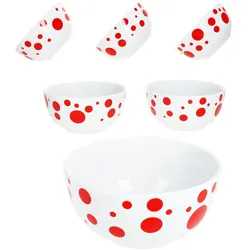 Pula rot 6x Müsli-Schale Ø14cm 400ml Porzellan 6 Personen Dessert-Schüssel Punkte