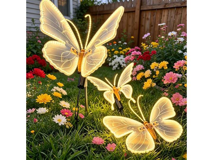 Décoration de papillons LED, papillon géant avec mouvement, insecte dynamique simulé en extérieur, lumières LED, décorations de fête
