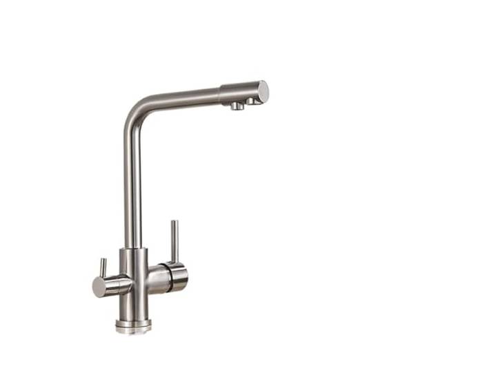 Messing-Wasser-Küchenarmatur Küchenmischbatterien mit zwei Griffen for heißes und kaltes Trinkwasser, 3-Wege-Filter(Brushed-A)