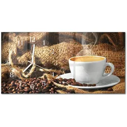 WANDUHR aus Glas 60x30 cm - Kaffeebohnen