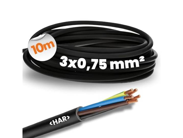 Lapp 10m Rubberen Kabel H05RR-F 3G0,75 - Flexibele Slangleiding Zwart