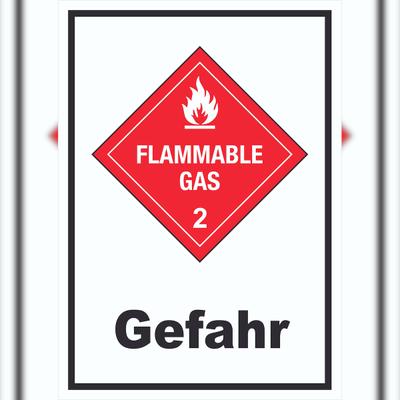 HB-Druck Schild Entzündliche Gase Gefahr Flammable Gas Flamme hochkant A6 (105x148mm)