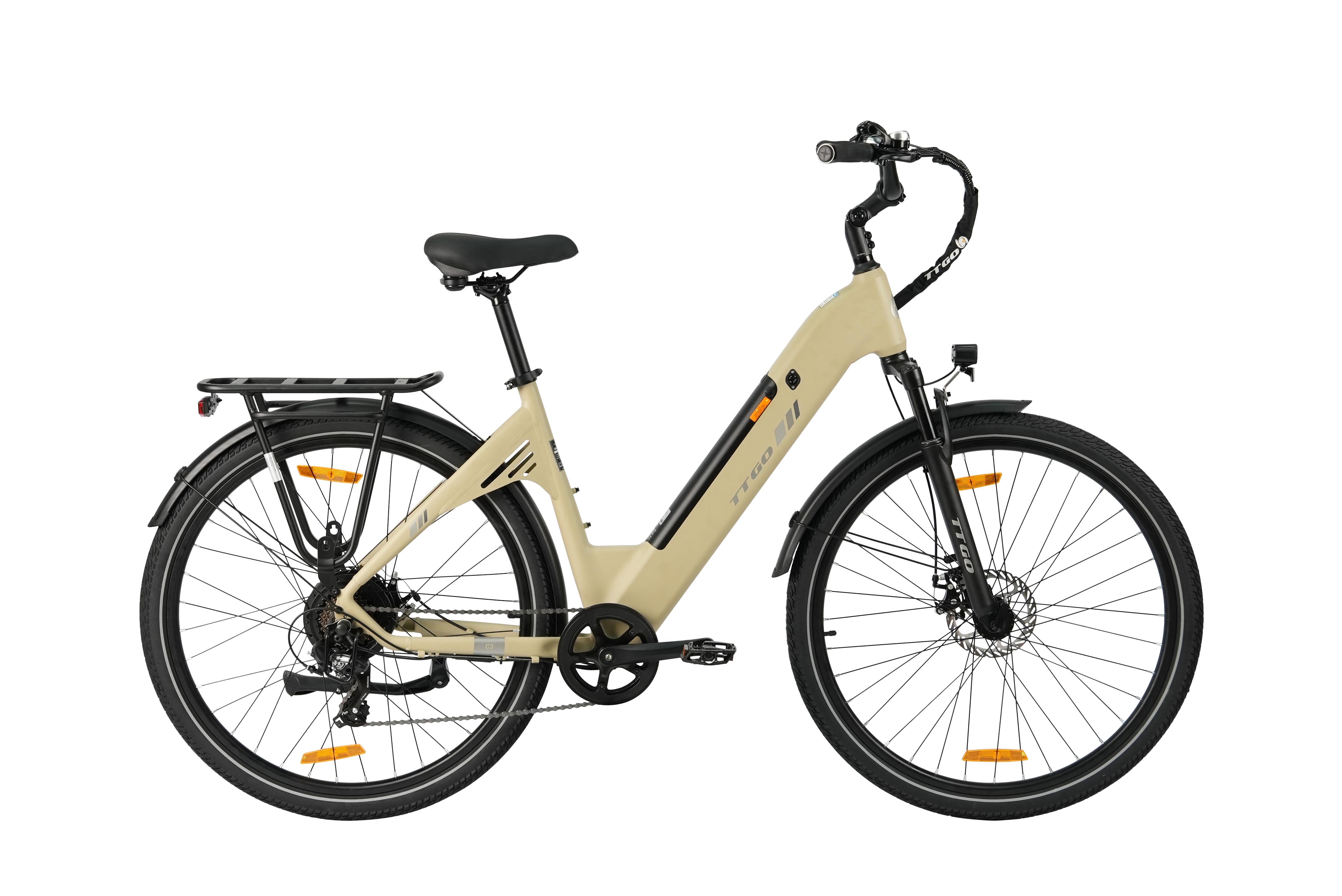 TTGO C3 SE E-Bike 28" Aluminiumlegierungsrahmen 36V18AH Akku Shimano 7-Gang-Schaltung 80KM-120KM Max. Reichweite Gelb