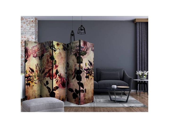Paravent Nostalgia Flowers Polaire Multicolore 225 x 172 x 3cm