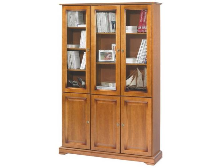 Bibliothèque - Louis Philippe - Merisier - 6 Portes - 12 Niches - 120.6 x 182.2 x 33 cm