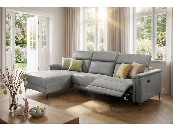 OTTO home Ecksofa LUND, Struktur-Bezug, L-Form, 261cm, man. /elektr. Relaxfunktion, auch mit USB A-Anschluss sowie Kopfteilverstellung