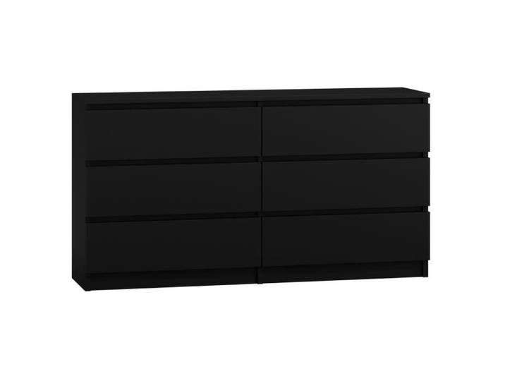 Commode moderne MALWA M6-140 - Noir - 6 tiroirs - 138x40x77 cm