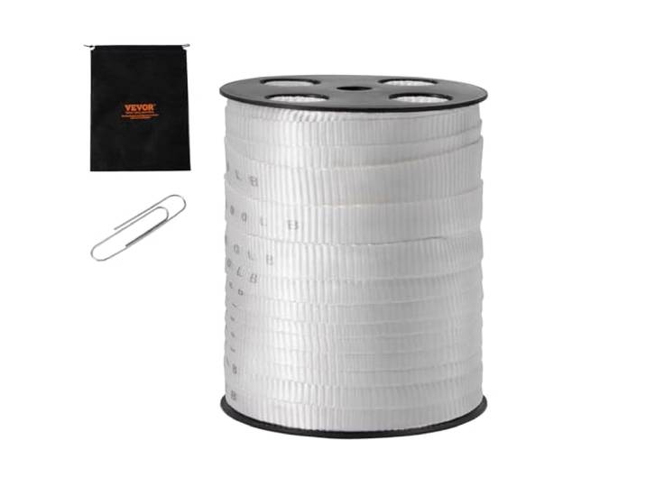 VEVOR Ruban de Traction en Polyester\, 80\,8 m x 1\,9 cm\, Corde Plate\, capacité de Traction 1134 kgf\, Ruban Sangle imprimée pour Emballage\, Jardinage\, électricité Commerciale\, travaux de conduits\, Blanc