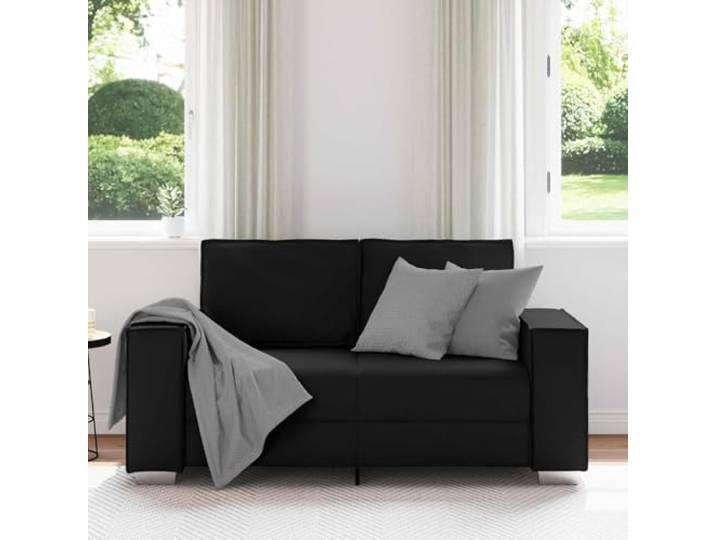 KTHLBRH 2-Sitzer-Sofa, schwarz, 160 cm, Kunstleder Metallrahmen, komfortabler Schaumstoff, modernes Design, Wohnzimmer