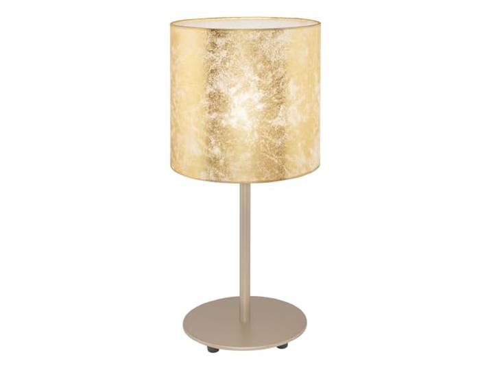EGLO Lampe de chevet Viserbella\, lampe de table à poser vintage\, luminaire de salon en acier et textile couleur champagne\, doré\, avec interrupteur\, douille E27