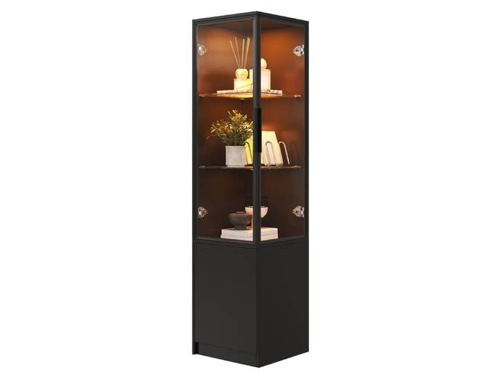 Vitrine de rangement - Meuble de salon vitrine meuble d'angle vitrine autoportante vitrine avec éclairage LED Noir