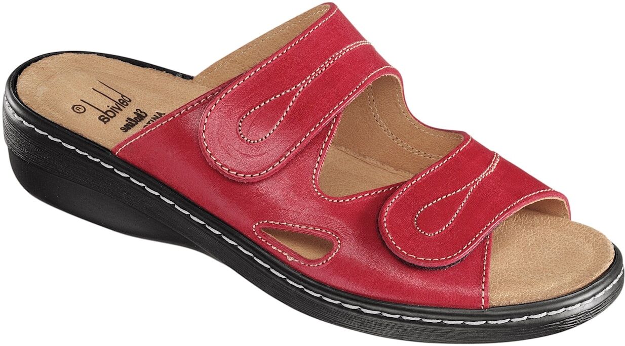 Pantolette FRANKEN-SCHUHE, Damen, Gr. 41, rot, Glattleder, Schuhe Pantolette