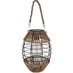 Solar Solarlaterne für Außen stehend Gartendeko Balkondeko Solarleuchten Garten Hanf, zum Aufhängen oder Hinstellen, LED warmweiß, DxH 16,5x40,5 cm